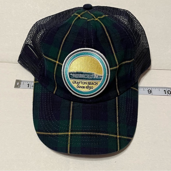 Grayton Beach Florida 30A Patch Preppy Plaid Adjustable SnapBack Trucker Hat NEW - Picture 7 of 11